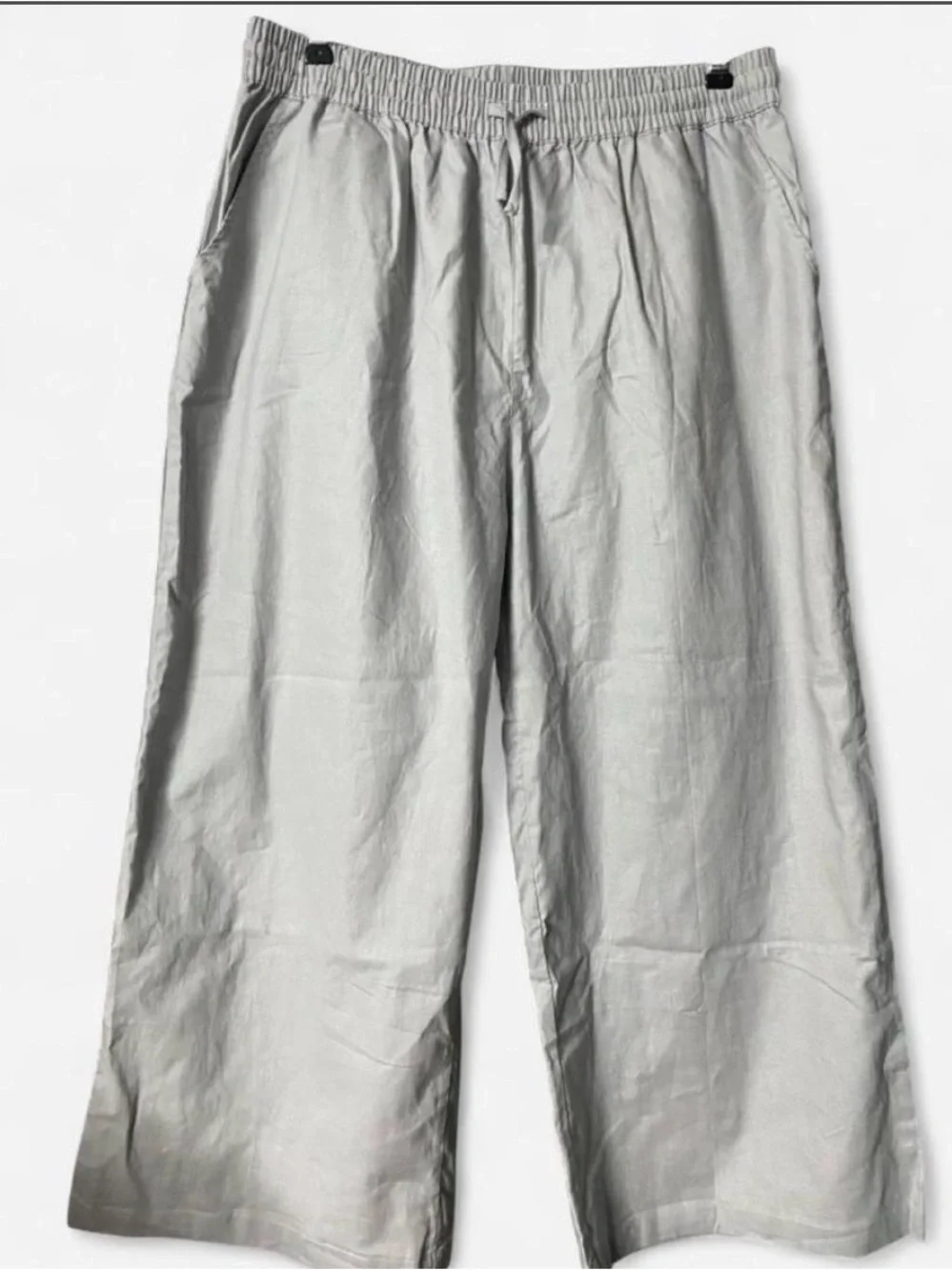 Elastic-Waist Relaxed Chino Pants in Light Gray